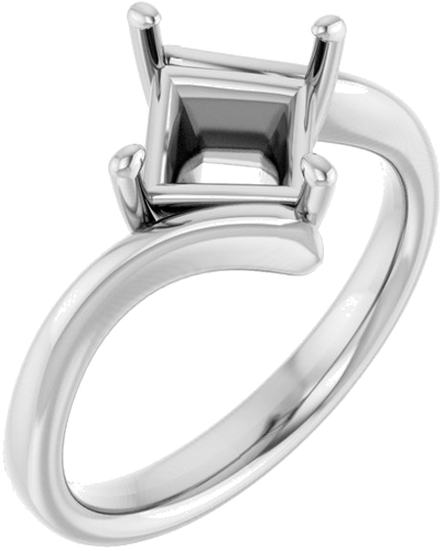 Sužadėtuvių Žiedas „Solitaire Bypass“ 14k white gold Square 6.5mm (1)