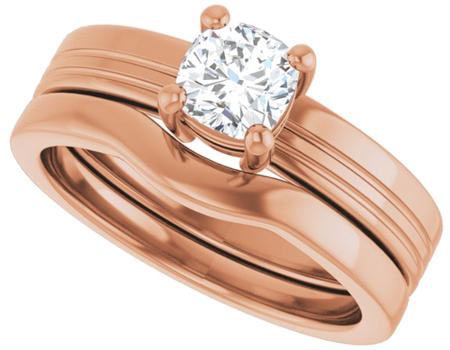 14K Rose 5 mm Cushion Solitaire Engagement Ring Mounting (10)