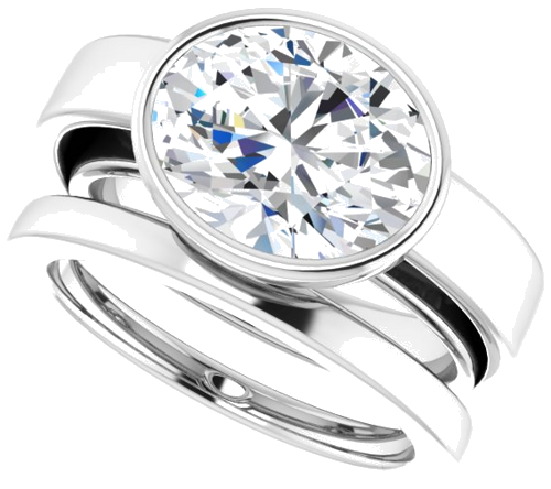 Sužadėtuvių Žiedas „Bezel-Set Solitaire“ 14k white gold Oval 11mm x 9mm (10)