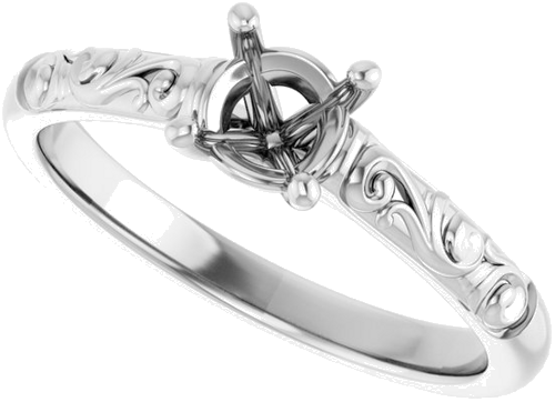 14K White 5.2 mm Round Solitaire Engagement Ring Mounting (5)