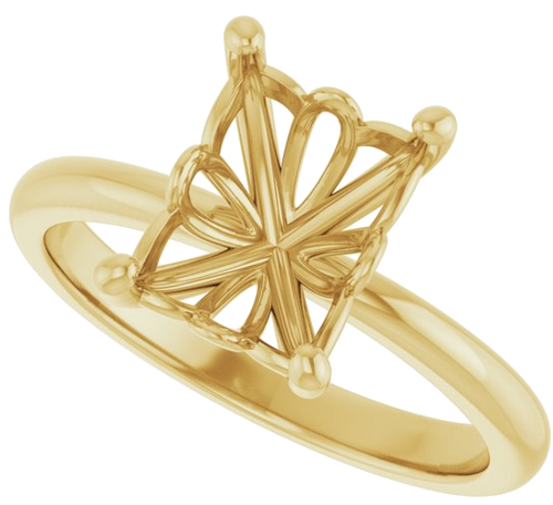 10K Yellow 9x7 mm Emerald Solitaire Engagement Ring Mounting (5)