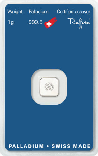 1 g pallādija stienis .995 Argor-Heraeus Šveice (2)