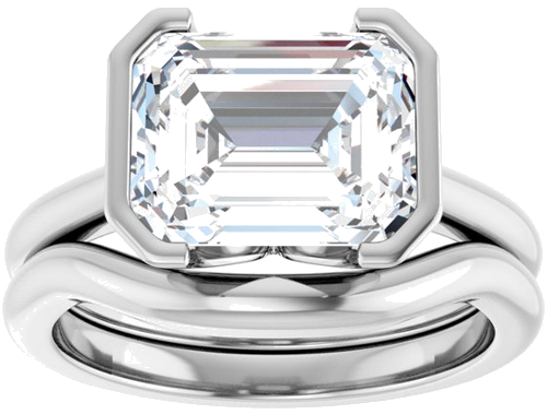 Sužadėtuvių Žiedas „Half-Bezel Solitaire“ 10k white gold Emerald 10mm x 8mm (8)