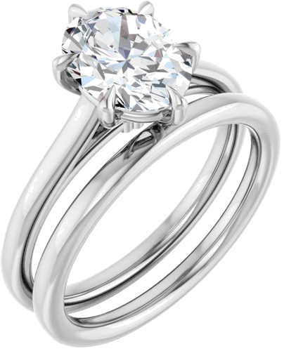 Sužadėtuvių Žiedas „Claw-Pong“ 14k white gold Oval 9mm x 7mm (6)