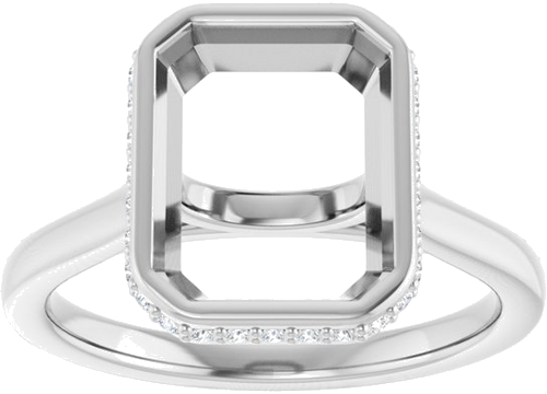 Sužadėtuvių Žiedas „Hidden Halo-Style“ 950 Platinos Emerald 10mm x 8mm (3)