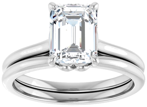 Sužadėtuvių Žiedas „Solitaire“ 10k white gold Emerald 8mm x 6mm (8)