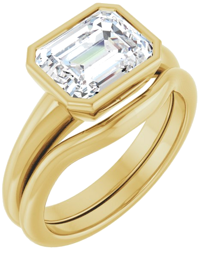 Sužadėtuvių Žiedas „Bezel-Set Solitaire“ 14k yellow gold Emerald 9mm x 7mm (6)