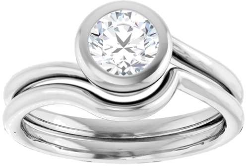 Sužadėtuvių Žiedas „Bezel-Set Solitaire“ 585 Baltojo Aukso Round 6.5mm (8)