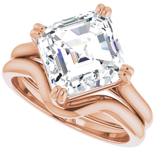 Sužadėtuvių Žiedas „Solitaire“ 585 Rožinis Aukso Asscher 9mm (10)
