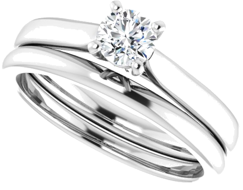 Sužadėtuvių Žiedas „Solitaire“ 585 Baltojo Aukso Round 4.4mm (10)