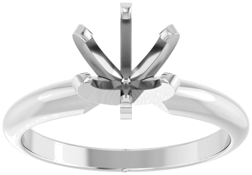 14K X1 White 6-6.6 mm Round Heavy 6-Prong Engagement Ring Mounting (3)