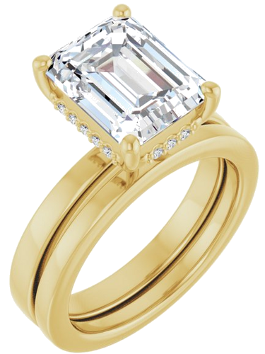 Sužadėtuvių Žiedas „Hidden Halo-Style“ 14k yellow gold Emerald 10mm x 8mm (6)