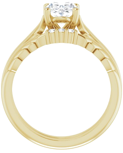 Sužadėtuvių Žiedas „Solitaire Leaf“ 14k yellow gold Oval 8mm x 6mm (7)