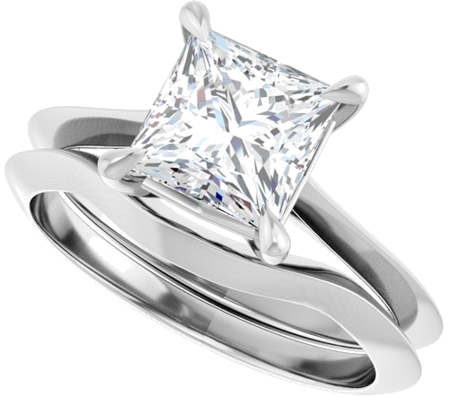 Sužadėtuvių Žiedas „Claw-Prong Solitaire“ 950 Platinos Square 6.5mm (10)