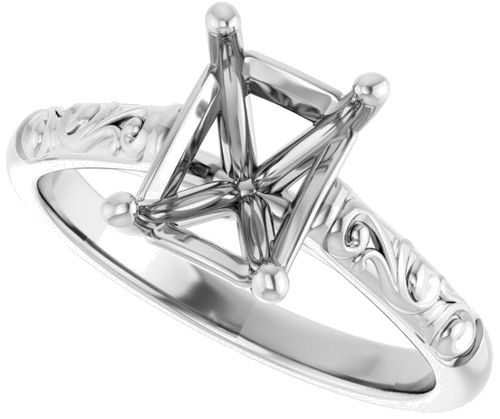 Sužadėtuvių Žiedas „Solitaire“ 417 Baltojo Aukso Emerald 8mm x 6mm (5)