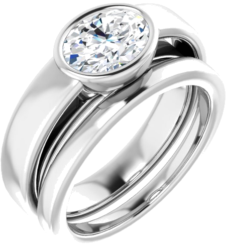 Sužadėtuvių Žiedas „Bezel-Set Solitaire“ 14k white gold Oval 8mm x 6mm (6)
