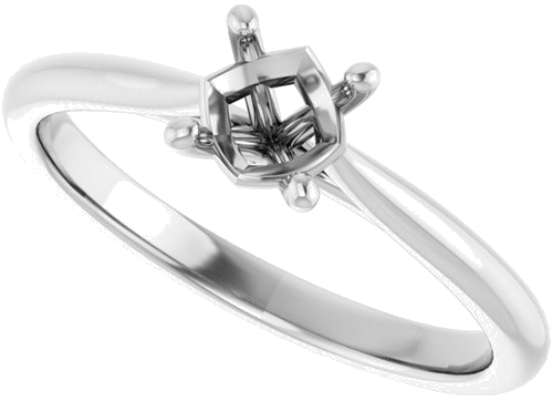 Sužadėtuvių Žiedas „Solitaire“ 10k white gold Round 5.2mm (5)