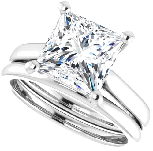 14K White 8 mm Square Engagement Ring Mounting (10)