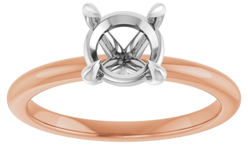 14K Rose White 7 mm Round Solitaire Engagement Ring Mounting (3)
