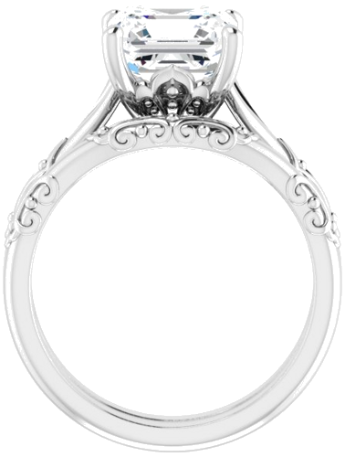 Sužadėtuvių Žiedas „Solitaire Sculptural“ 14k white gold Asscher 8mm (7)