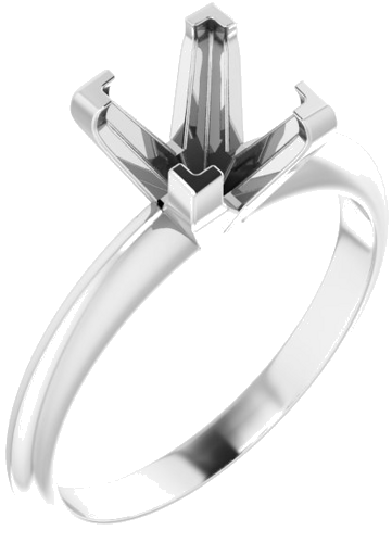 14K White 6.5 mm Square V-End 4-Prong Engagement Ring Mounting (1)