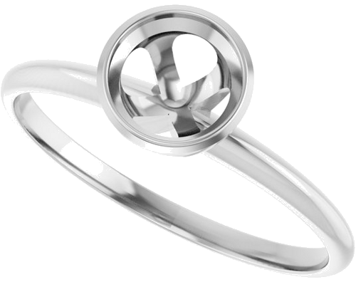 Sužadėtuvių Žiedas „Bezel-Set Solitaire“ 14k white gold Round 5.8mm (5)