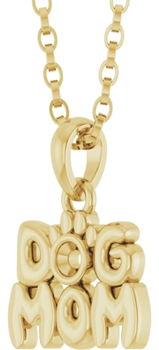 14K Yellow Accented Dog Mom 18  Necklace Mounting (2)