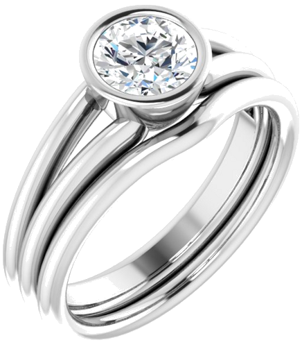 Sužadėtuvių Žiedas „Bezel-Set Solitaire“ 585 Baltojo Aukso Round 6mm (6)