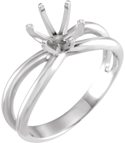 14K White 6.5 mm Round Engagement Ring Mounting (1)