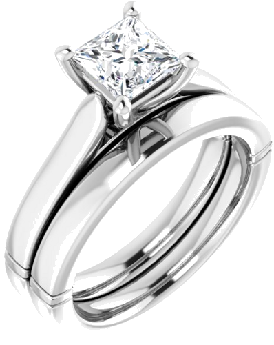 Sužadėtuvių Žiedas „Solitaire“ 585 Baltojo Aukso Square 5.5mm (6)