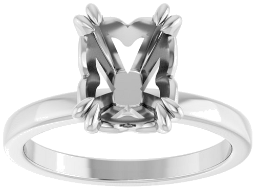 Sužadėtuvių Žiedas „Double Claw-Prong Sculptural Solitaire“ 14k white gold Cushion 9mm x 7mm (3)