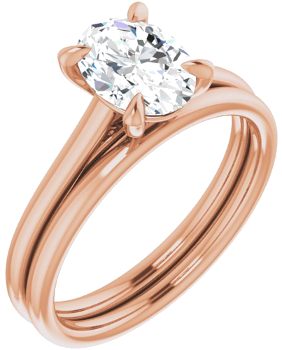 14K Rose  8x6 mm Oval Solitaire Engagement Ring Mounting (6)