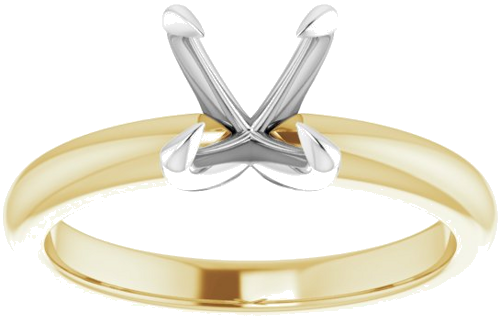 14K Yellow White 7 mm Round Solitaire Engagement Ring Mounting (3)