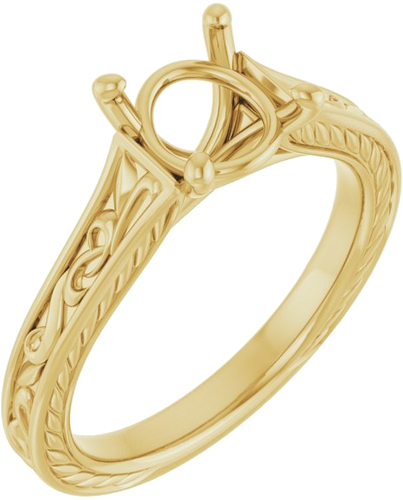 Sužadėtuvių Žiedas „Solitaire Scroll“ 10k yellow gold Round 7.4mm (1)