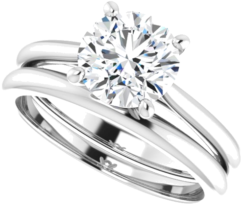 Sužadėtuvių Žiedas „Solitaire“ 585 Baltojo Aukso Round 7.4mm (10)