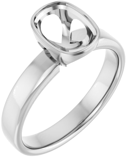 Sužadėtuvių Žiedas „Bezel-Set Solitaire“ 14k white gold Elongated Cushion 8mm x 6mm (1)