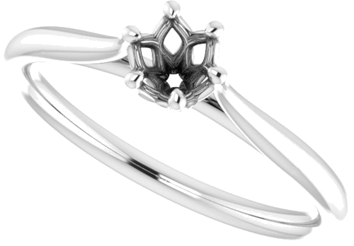14K White 4.1 mm Round Engagement Ring Mounting (5)