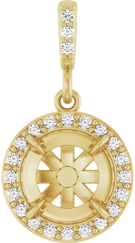 Pakabukas „Halo-Style“ 14k yellow gold Round 7mm (1)