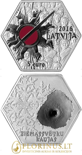 2016 Latvija, Kalėdų mūšiai, 5 eurų sidabrinė moneta (5)