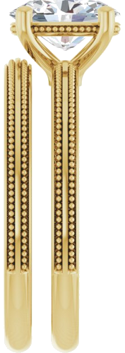 Sužadėtuvių Žiedas „Solitaire Milgrain“ 14k yellow gold Oval 8mm x 6mm (9)