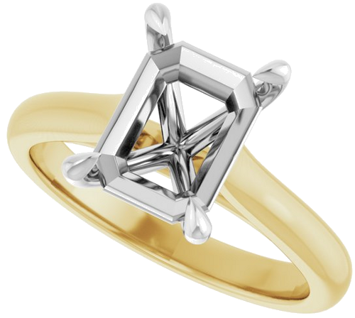 Sužadėtuvių Žiedas „Claw-Prong“ 14k yellow/white gold Emerald 9mm x 7mm (5)