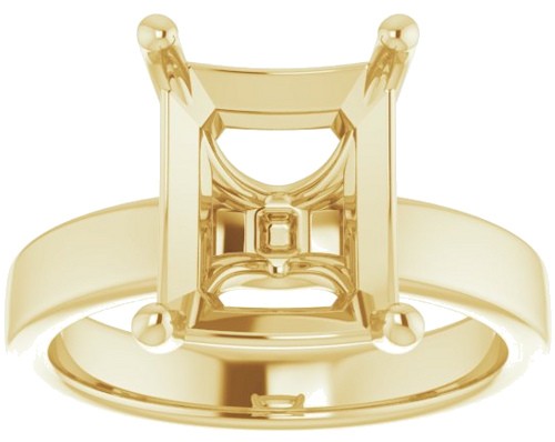 14K Yellow 11x9 mm Emerald Solitaire Engagement Ring Mounting (3)