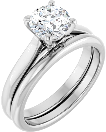 Sužadėtuvių Žiedas 14k white gold Round 6.5mm (6)