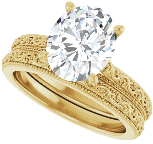 Sužadėtuvių Žiedas „Solitaire Sculptural“ 14k yellow gold Oval 10mm x 8mm (10)