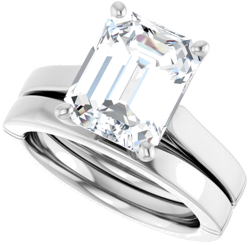 Sužadėtuvių Žiedas „Solitaire“ 14k white gold Emerald 10mm x 8mm (10)