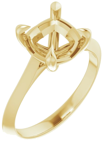 14K Yellow 8 mm Cushion Solitaire Engagement Ring Mounting (1)