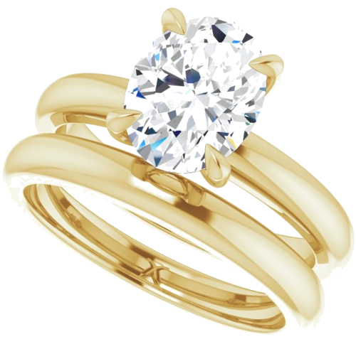 Sužadėtuvių Žiedas „Solitaire“ 585 Geltonojo Aukso Oval 9mm x 7mm (10)