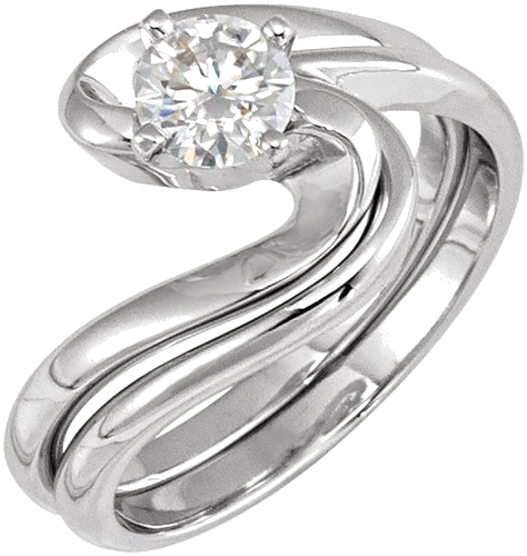 Sužadėtuvių Žiedas „Solitaire Bypass“ 14k white gold Round 5.2mm (4)