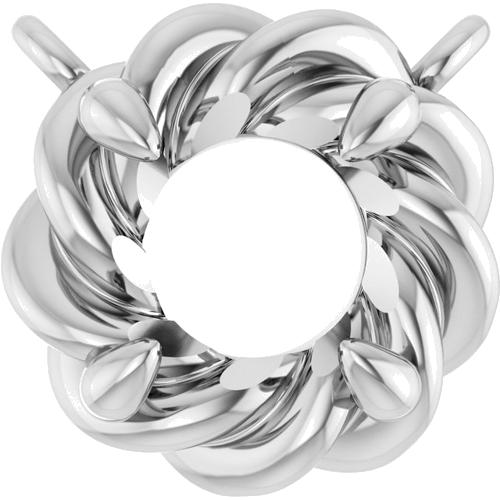 Pakabukas „Claw-Prong Rope“ 14k white gold Round 5mm (1)
