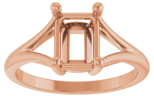 Sužadėtuvių Žiedas „Split Shank“ 585 Rožinis Aukso Emerald 8mm x 6mm (3)